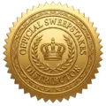 Gold circular official seal with a crown emblem in the center, indicating authenticity or certification.